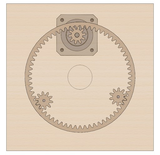 A CAD layout of the bottom gears