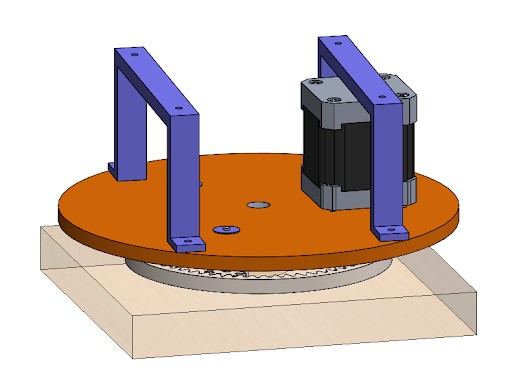 CAD image of the elgonated support legs and panning mechanism